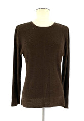Womens Size Medium Sweaters By Valerie Stevens Top Brown With Ribbing - RealThreads